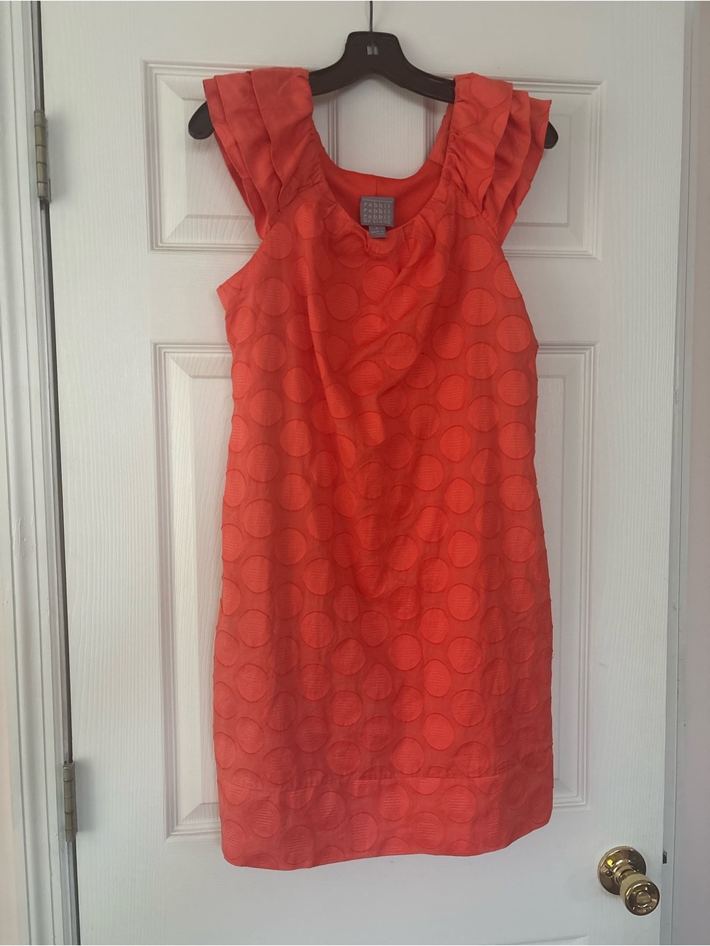 Sleeveless Orange Ruffle Shoulder Shift Dress-Rabbit Designs